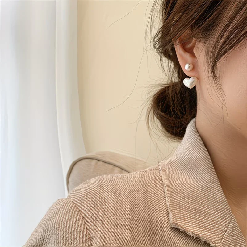 Dubbla Pärlhjärtörhängen - Bild 3
