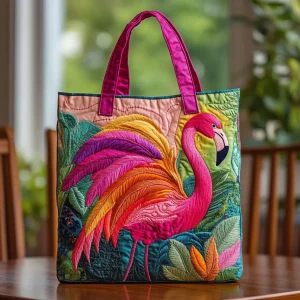 Linnea | Quiltad Tote Väska - Regnbågsflamingo