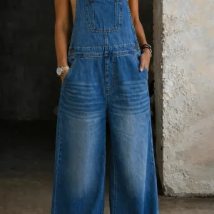 Harper | Denim Jumpsuit med Elastisk Midja