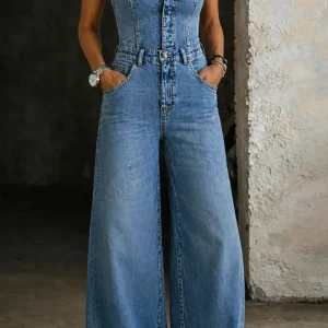 Linda | Strapless Denim Jumpsuit