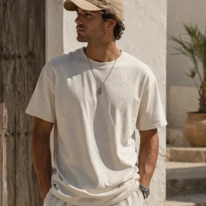 Enkel tung oversize-t-shirt med nedhasade axelsömmar