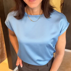 VIELLETTE S/S SATIN TOP LIGHT BLUE