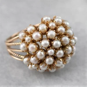 Klassisk Inlagd Pärlguld Ring
